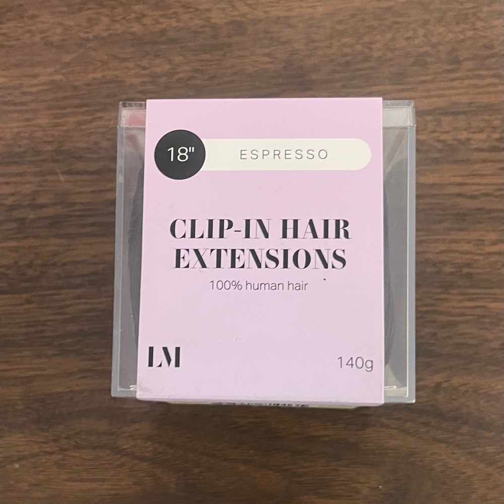 LM Locks & Mane Clip In Hair Extensions 18 Inch 100% Human Hair Espresso